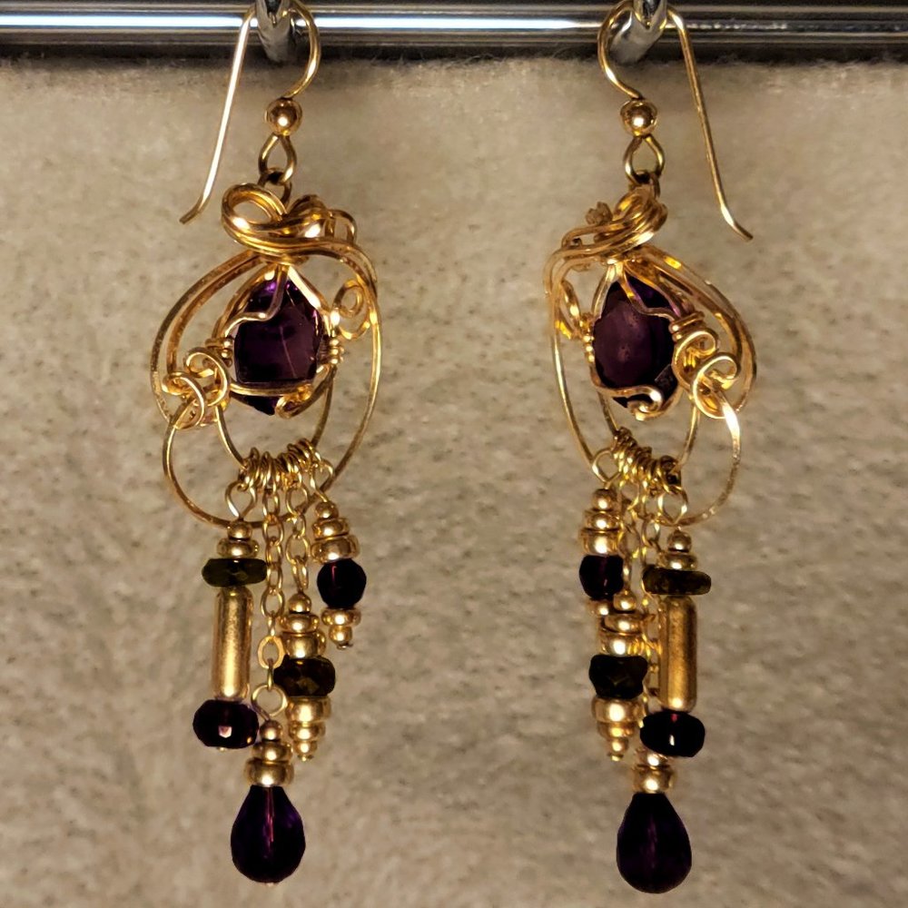 14K GF Amethyst Tourmaline Earrings
